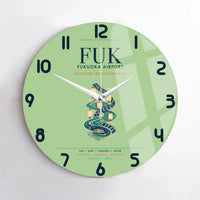 Thumbnail for Fukuoka Airport (FUK) design on light green no frame wall clock
