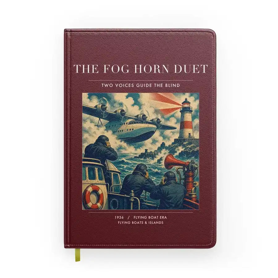 VINTAGE G4437 - The Fog Horn Duet - Designed Notebooks design on darkred