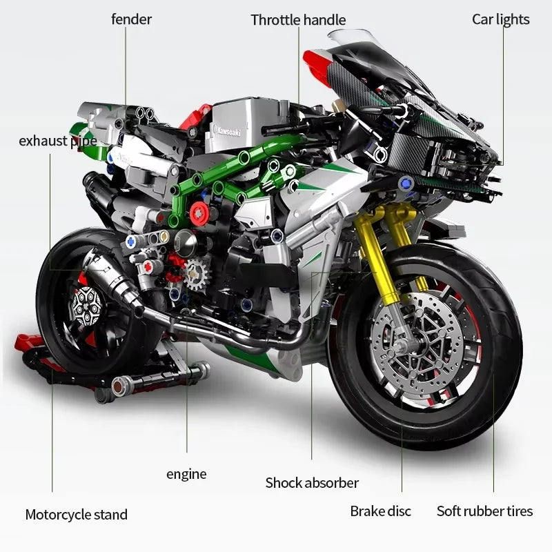 858Pcs Kawasaki Ninja For Building Model - view 4