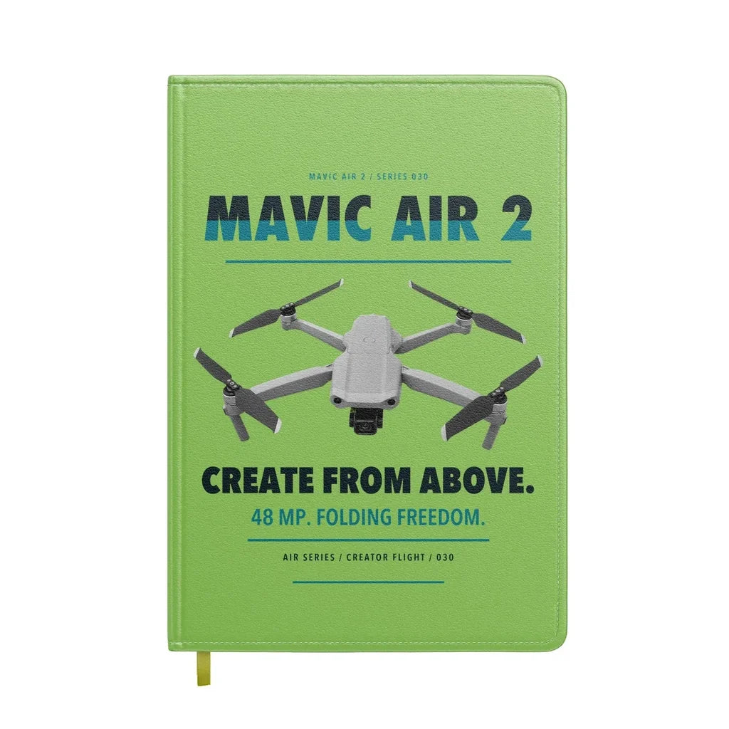 DJI Mavic Air 2 design on light green notebook