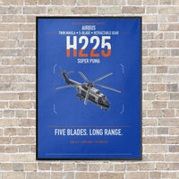 Thumbnail for Airbus H225 vertical canvas print - framed - blue background