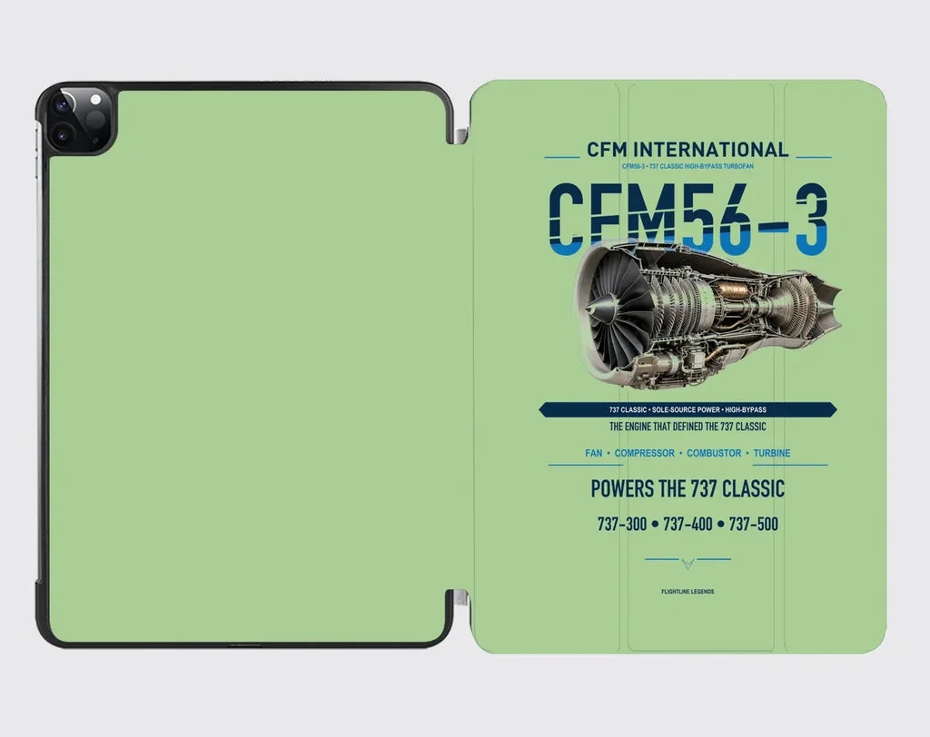 CFM56-3 design on light green ipad tablet case