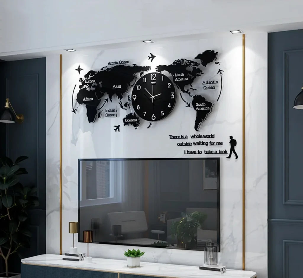 Acrylic & Decorative World Map Wall Clock - view 4