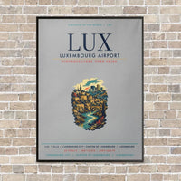 Thumbnail for Luxembourg Airport LUX vertical canvas print - framed - light gray background