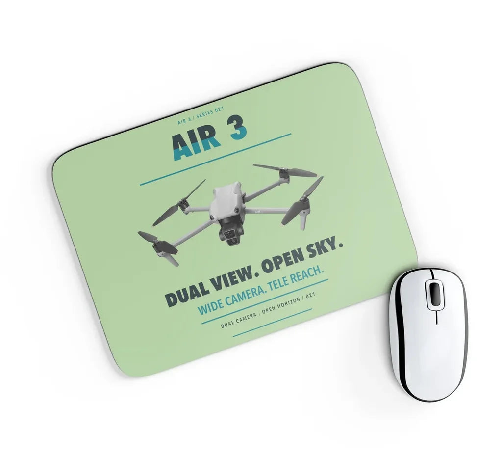 DJI Air 3 design on light green rectangle mouse pad