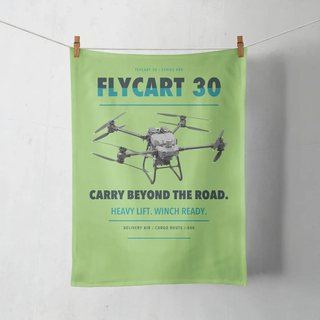 DJI FlyCart 30 design on light green towel