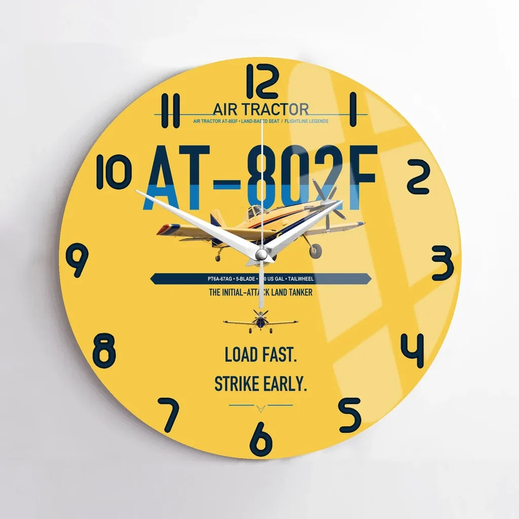 Air Tractor AT-802F design on yellow no frame wall clock