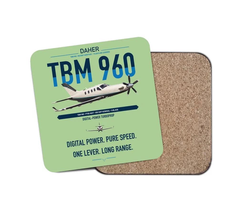 Daher TBM 960 design on light green 1 piece coaster