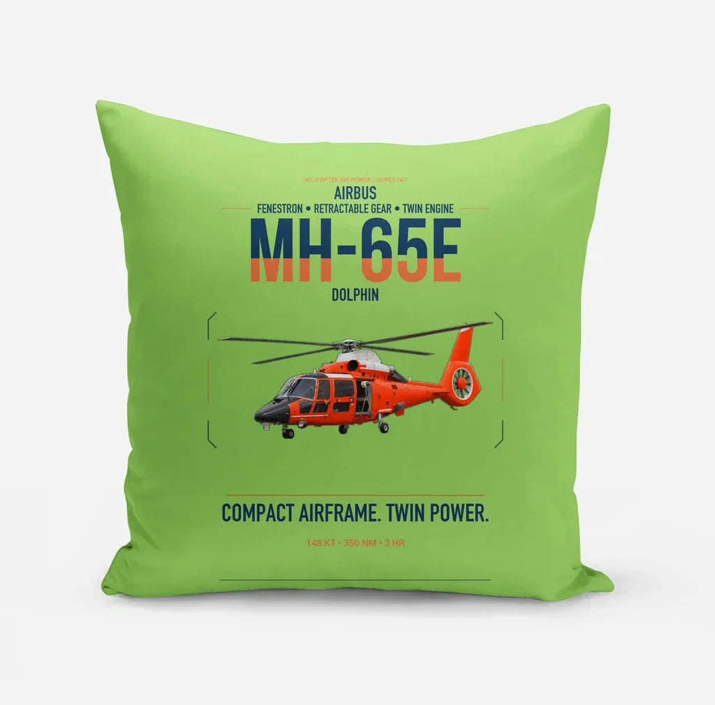 Airbus MH-65E Dolphin design on light green pillow