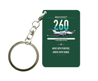 Thumbnail for Beechcraft King Air 260 design on dark green designed key chain, double-side print