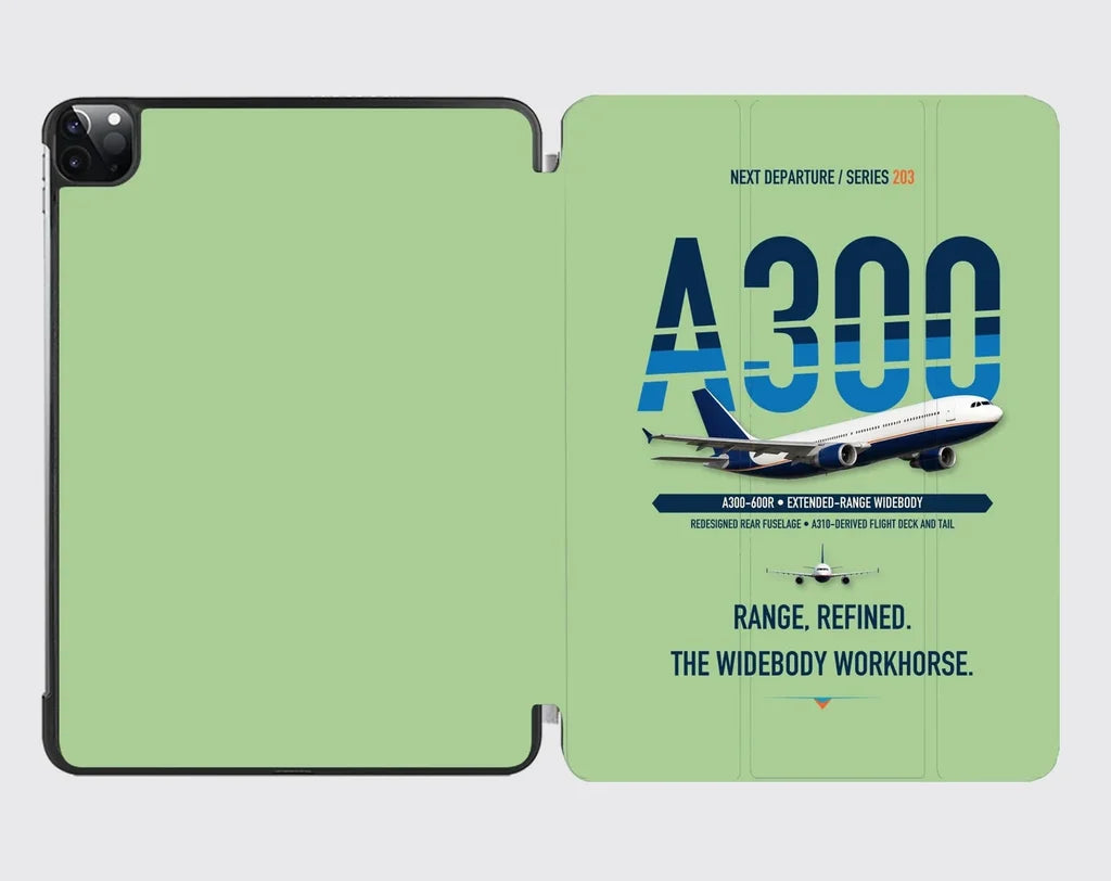 Airbus A300-600R design on light green ipad tablet case