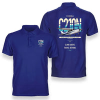 Thumbnail for Cessna T210N Centurion design on blue double-side polo t-shirt, double-side print