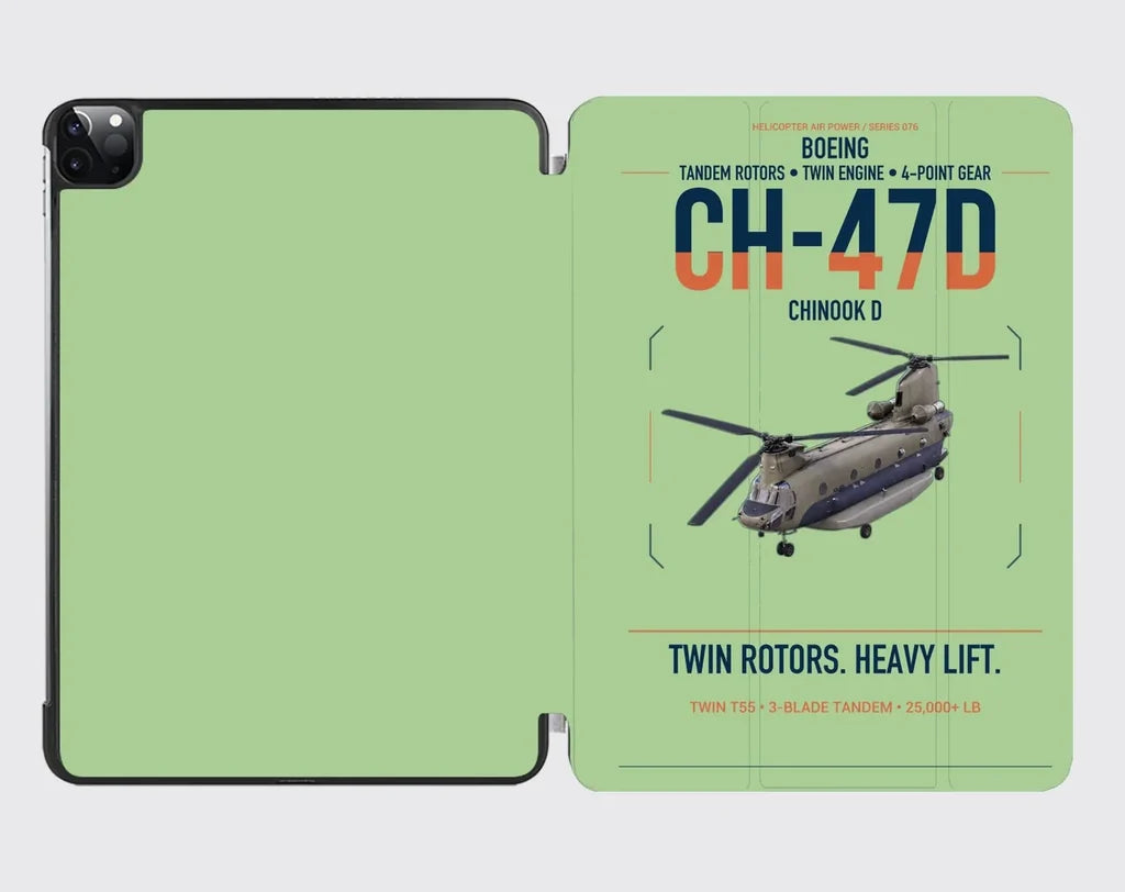Boeing CH-47D design on light green ipad tablet case