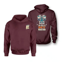 Thumbnail for SIGNAL 265 - The Aisle Is My Marathon - Double-Side Hoodie design on dark red double side hoodie