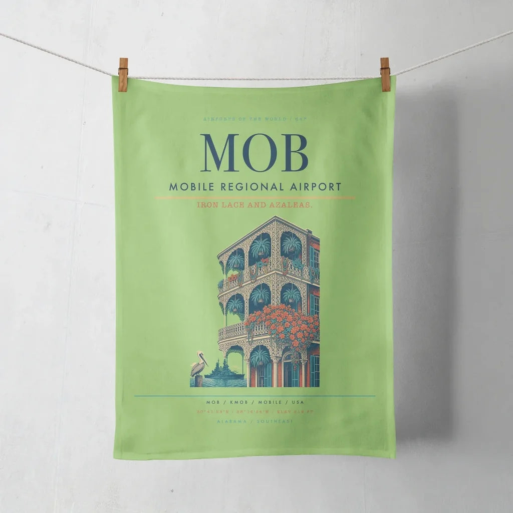 Mobile Regional Airport (MOB) design on light green towel