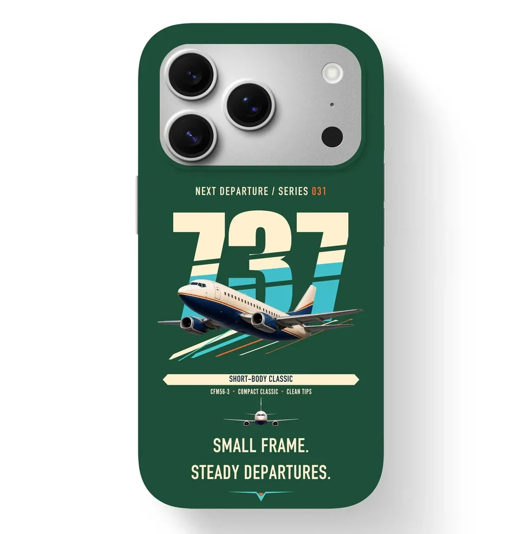 Boeing 737-500 Classic design on dark green magsafe iphone case