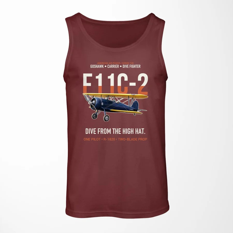 F11C-2 Goshawk Dive from the High Hat design on dark red tank top