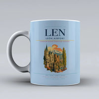 Thumbnail for León Airport (LEN) airport code design on light blue ceramic mug