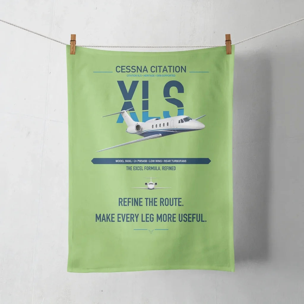 Cessna Citation XLS design on light green towel