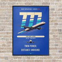 Thumbnail for Boeing 777-300ER vertical canvas print - framed - blue background