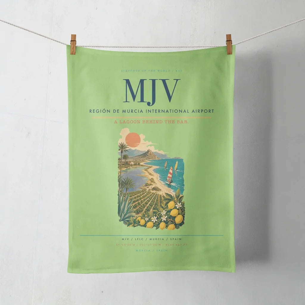 Región de Murcia International Airport (MJV) design on light green towel