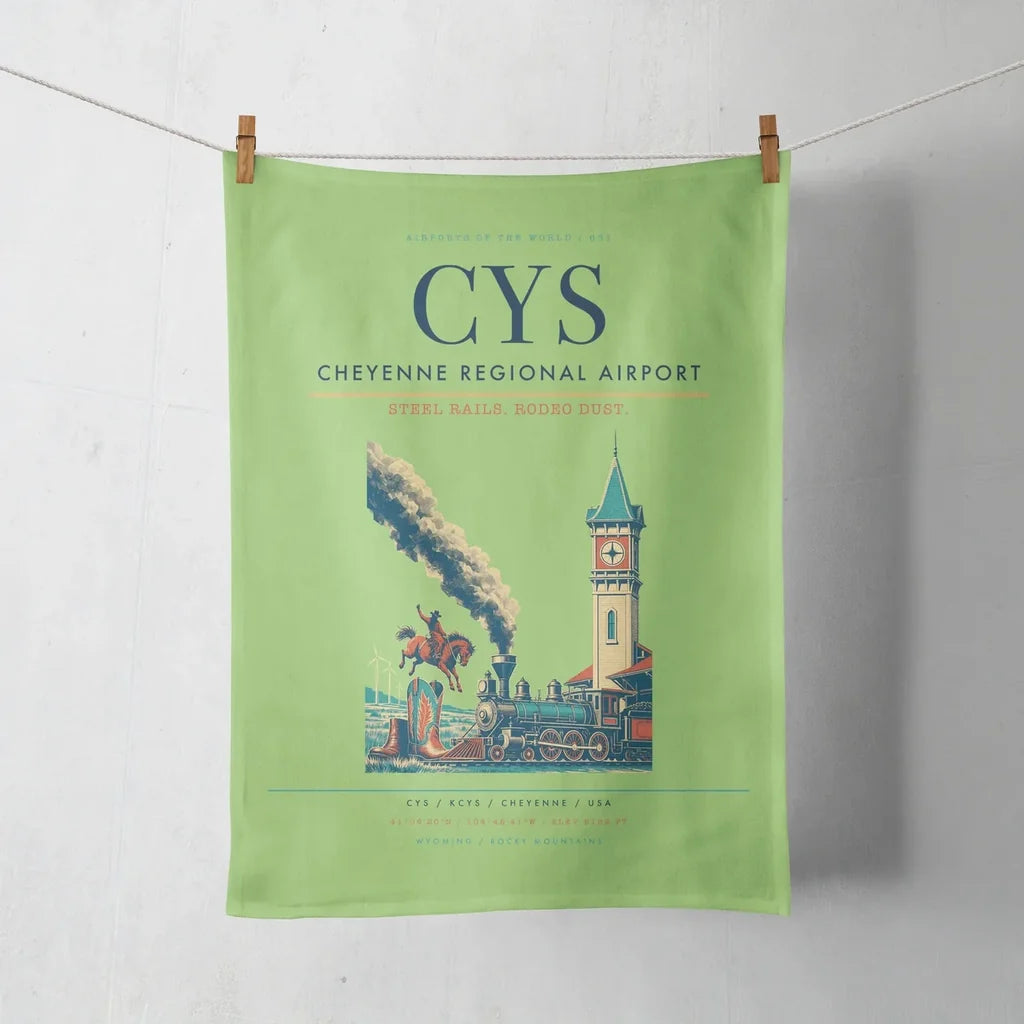 Cheyenne Regional Airport (CYS) design on light green towel