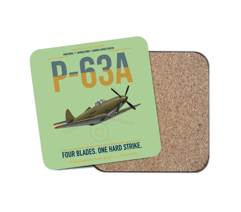 P-63A Kingcobra design on light green 1 piece coaster
