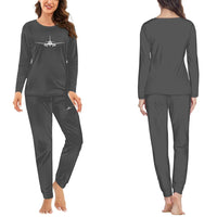 Thumbnail for Sukhoi Superjet 100 Silhouette women pajamas - Gray