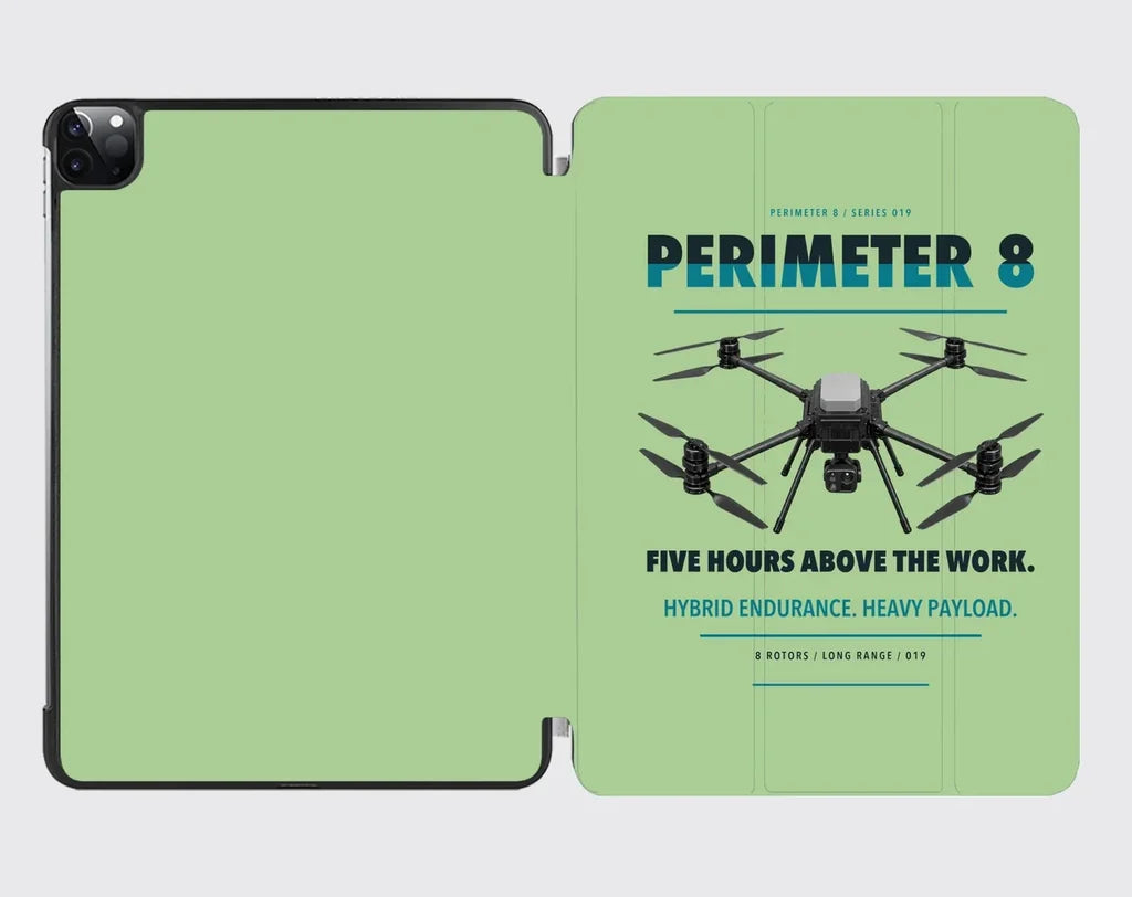 Skyfront Perimeter 8 design on light green ipad tablet case