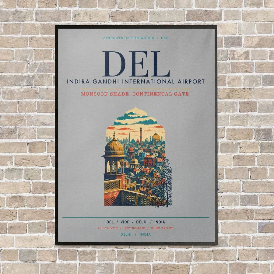 Indira Gandhi International Airport Delhi DEL vertical canvas print - framed - light gray background