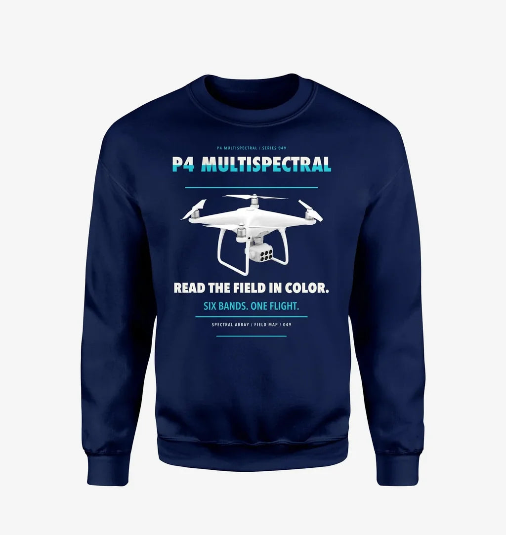 DJI P4 Multispectral design on navy blue sweatshirt