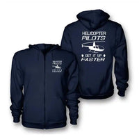 Thumbnail for Helicopter Pilots Get It Up Faster Zipped Hoodie - Navy Blue