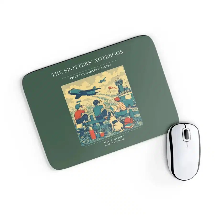 VINTAGE G4384 - The Spotters' Notebook - Designed Mouse Pads design on darkgreen rectangle