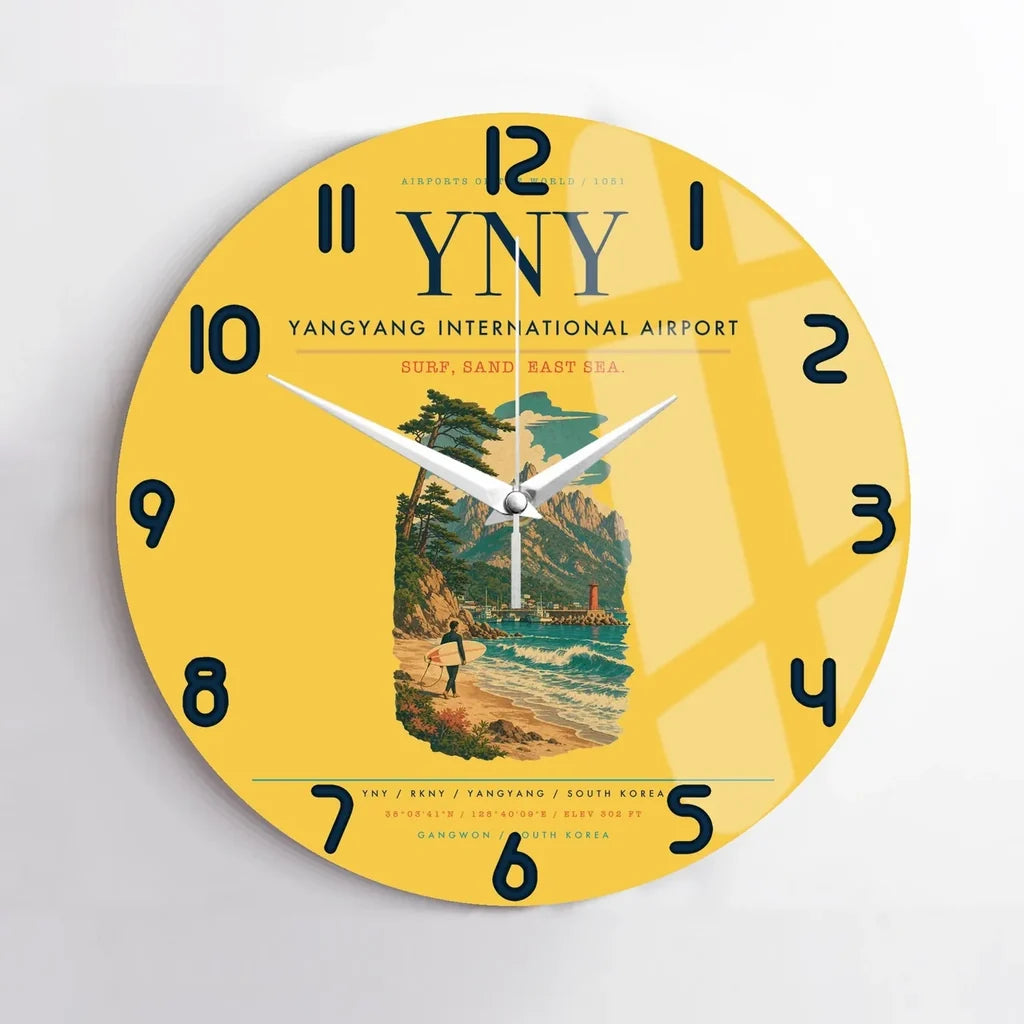 Yangyang International Airport (YNY) design on yellow no frame wall clock
