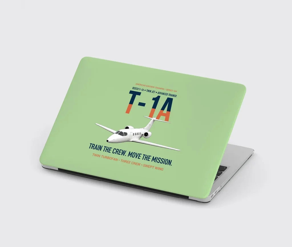 T-1A Jayhawk Advanced Jet Trainer design on light green MacBook case