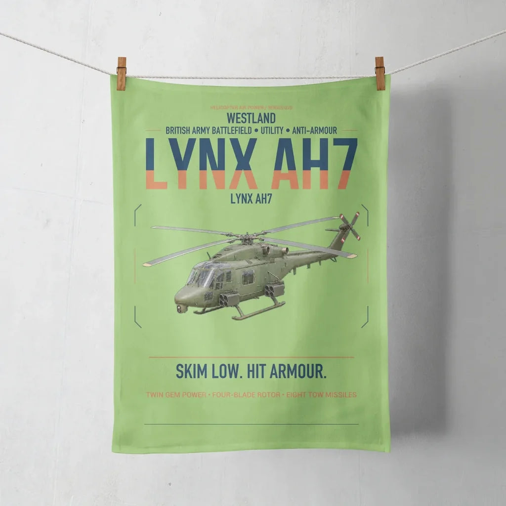 Westland Lynx AH7 design on light green towel