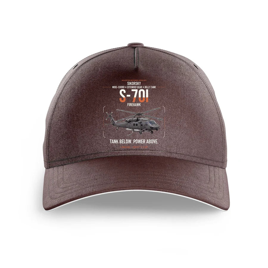 Sikorsky S-70i FIREHAWK design on brown printed hat