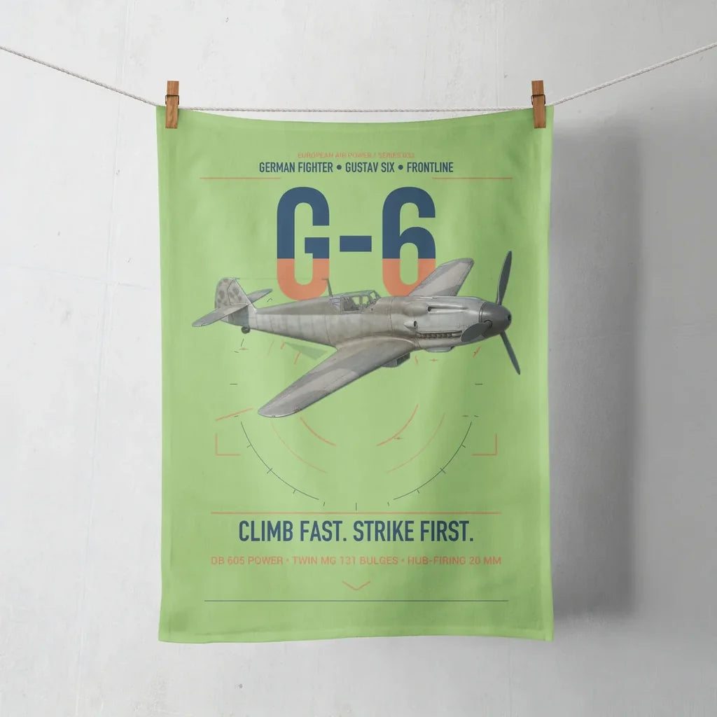 Messerschmitt Bf 109G-6 design on light green towel