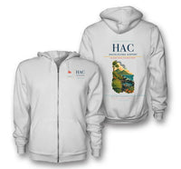 Thumbnail for Hachijojima Airport (HAC) design on white premium zipped hoodie