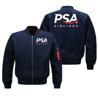 Thumbnail for PSA Airlines aviation design embroidered on blue bomber jacket