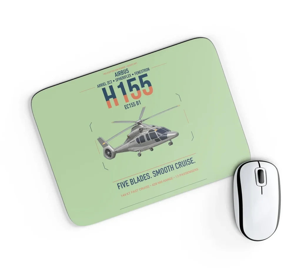 Airbus H155 EC155 B1 design on light green rectangle mouse pad