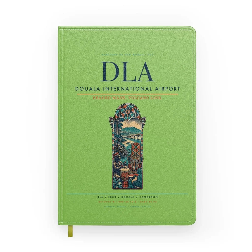 Douala International Airport (DLA) design on light green notebook