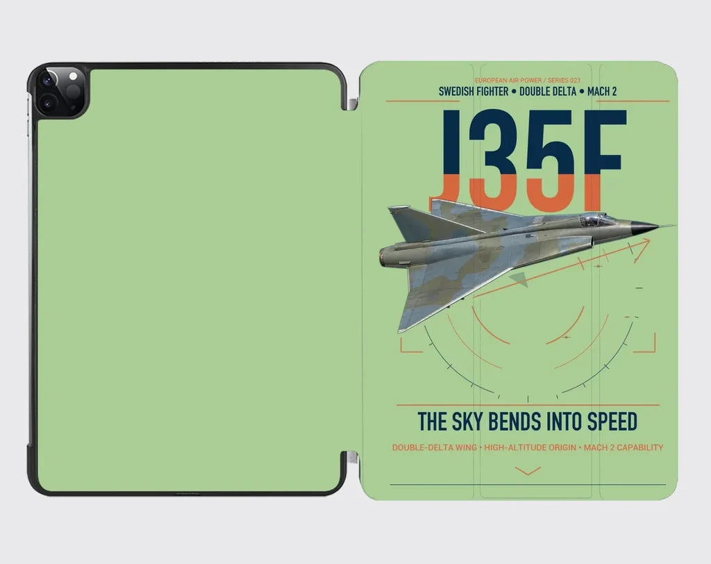 Saab J 35F Draken design on light green ipad tablet case