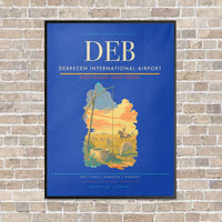 Thumbnail for Debrecen International Airport DEB vertical canvas print - framed - blue background