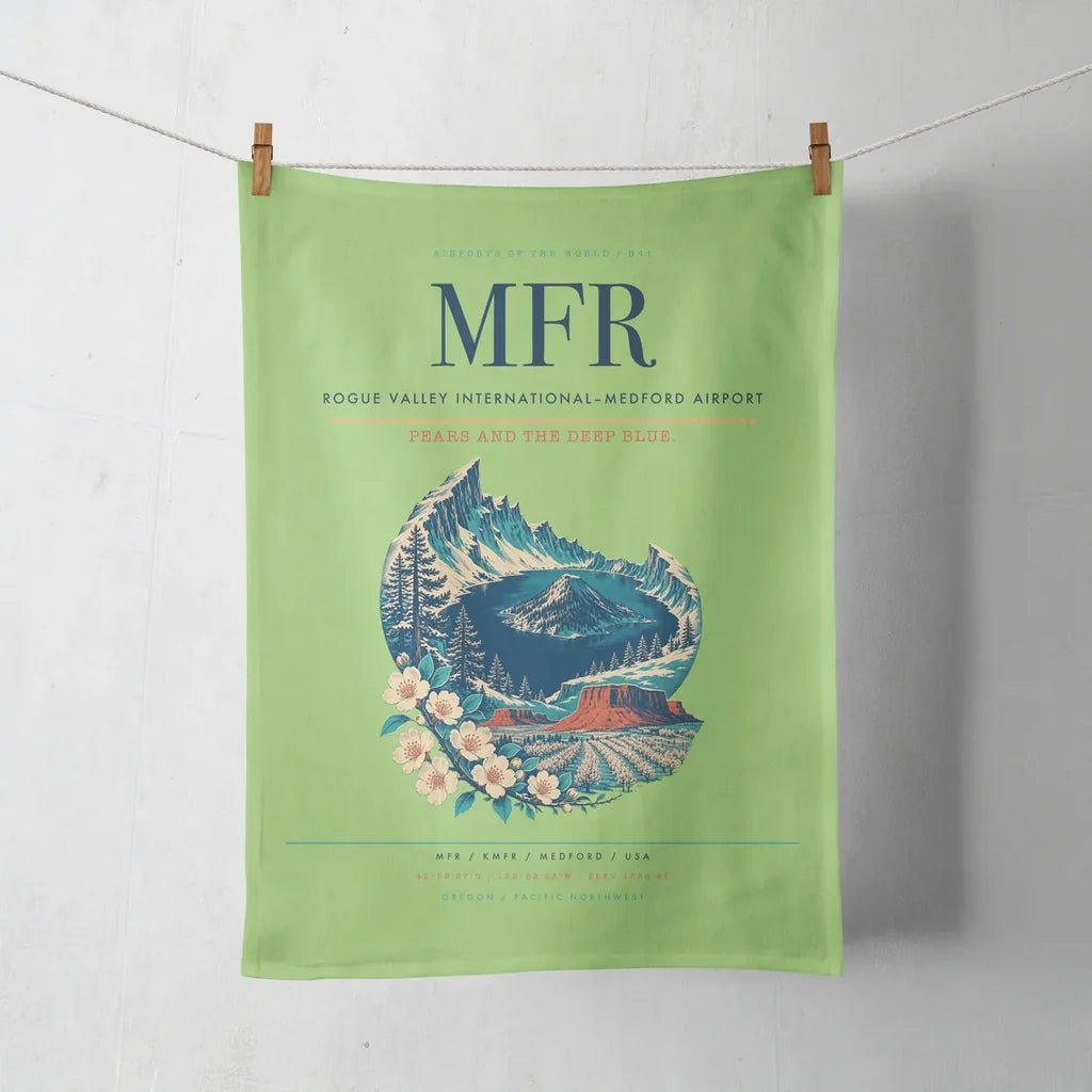 Rogue Valley International–Medford Airport (MFR) design on light green towel