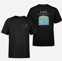 Thumbnail for City of Derry Airport (LDY) design printed on black double-side t-shirt