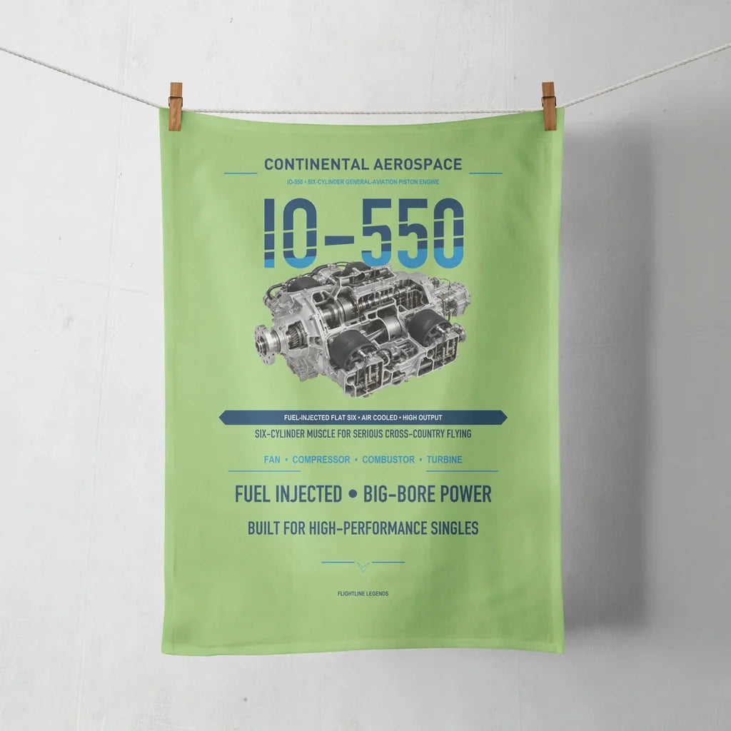 IO-550 design on light green towel