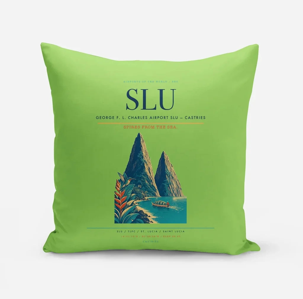 George F. L. Charles Airport (SLU) design on light green pillow