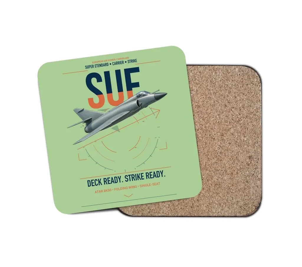 Dassault Super Étendard design on light green 1 piece coaster