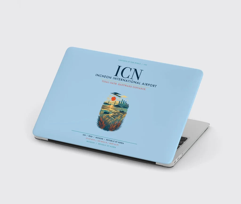 Incheon International Airport (ICN) design on light blue MacBook case